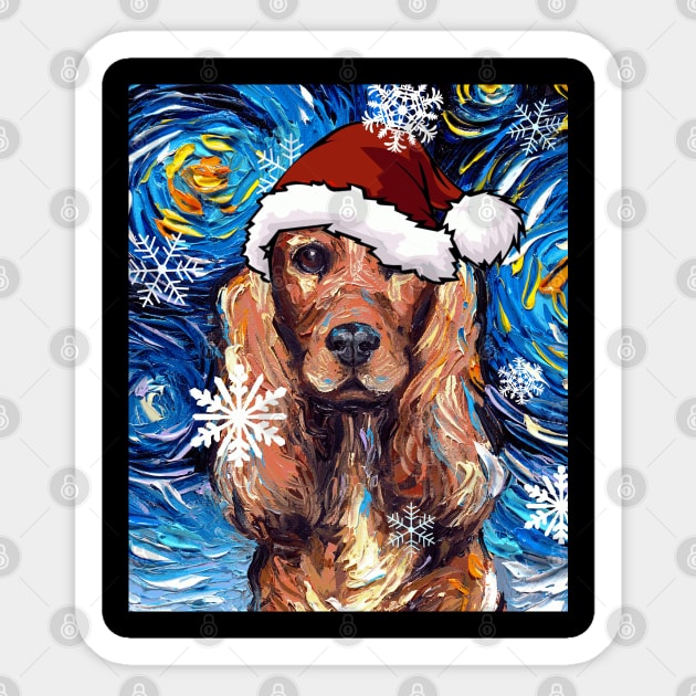 Cocker Spaniel Santa Sticker by sagittariusgallery